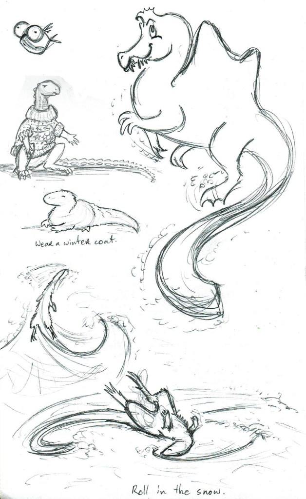 Random winter dino doodles.