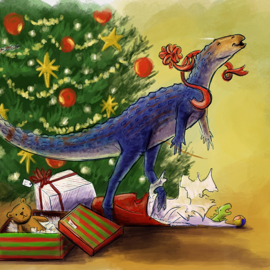 Skittles the Scutellosaurus wishes you Merry Christmas and a Happy New Year!