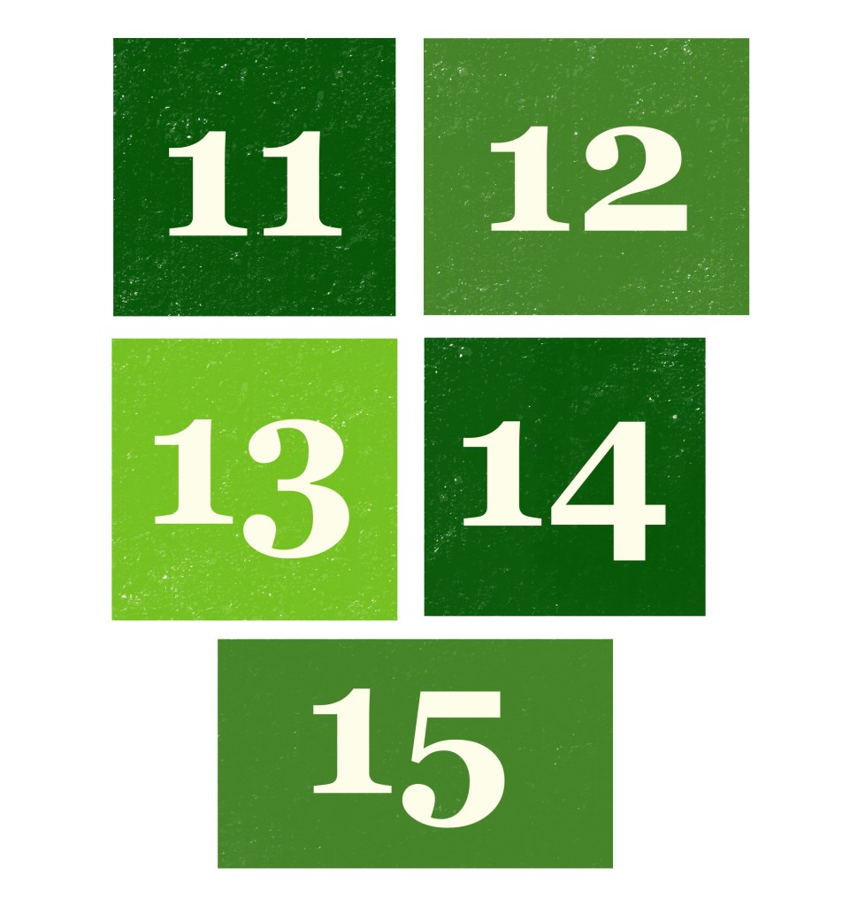 Days 11-15 of the count down